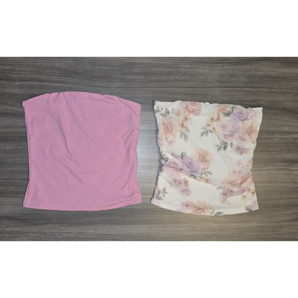 Garage Tube Top Bundle of 2 Floral & Pink Fairy Coquette Whimsy Feminine Sz S